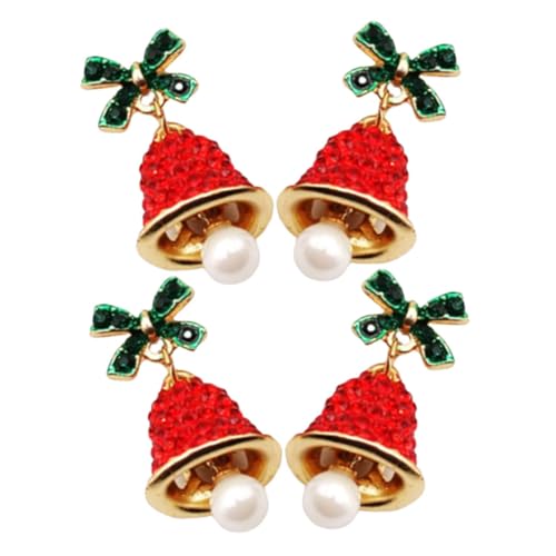 BESPORTBLE 2 Stück Festliche Jingle Bell Ohrstecker mit Strass Perlen Schleifen Design Silber Schmuck für Weihnachten und Neujahr Eleganter Schmuck für Party und Feierlichkeiten von BESPORTBLE