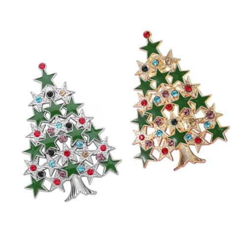 BESPORTBLE 2 Stück Festliche Weihnachtsbaum Brosche Anstecknadeln Gold und Silber Vielseitiger Schmuck für Kleidung Taschen Schals und Festliche Anlässe zur Weihnachtszeit von BESPORTBLE