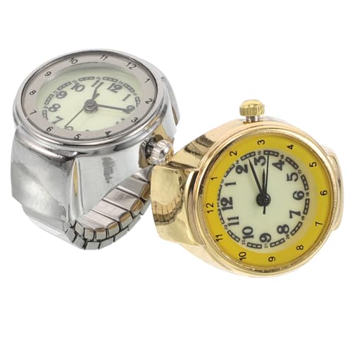 BESPORTBLE 2 Stück Fingeruhren-Ring für Damen und Herren, Edelstahl, leuchtender Digitaluhr-Ring, Retro-Quarzuhr mit elastischem Stretchband, einzigartiger Schmuck für Partys von BESPORTBLE