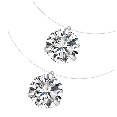 BESPORTBLE 2stücke Zirkon Halskette Mädchen Schmuck Fischdraht Halskette Mit Zirkonia Anhänger Für Mode Accessoires Glänzendes Aussehen von BESPORTBLE