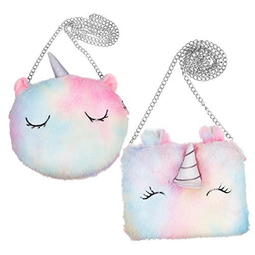 BESPORTBLE 2 Stück Fluffy Umhängetasche für Schultertasche Teiliges Hellrosa Regenbogenfarbe Leichte Praktische für Kleine Süßes Design von BESPORTBLE