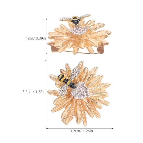 BESPORTBLE 2 Stück Gänseblümchen-Bienen-Brosche für Damen, Strass-Bienen-Revers-Blumennadeln, Schmuck für Mäntel, Kleider und Schals, Kleidungszubehör von BESPORTBLE