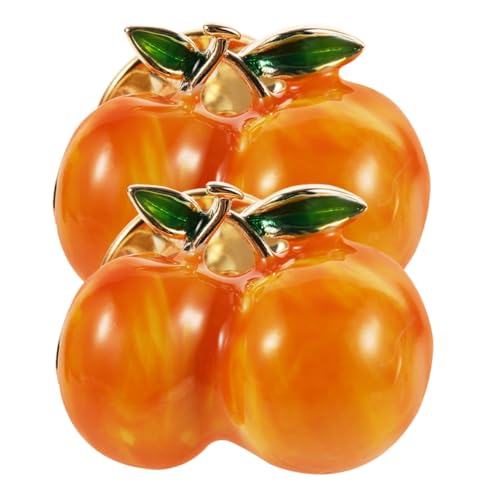 BESPORTBLE 2 Stück Gelbe Pfirsichbrosche Brosche Clips Sommer Brosche Süße Anstecknadeln Für Frauen Kleidung Weihnachts-anstecknadeln Chinesische Brosche Rucksack-stifte Orange Kupfer von BESPORTBLE