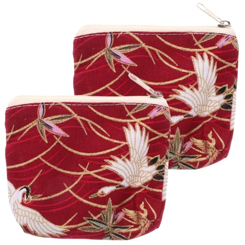 BESPORTBLE 2stücke Japanische Münzbörse Mit Reißverschluss Mini-geldbörse Aus Baumwollstoff Vintage-Clutch Für Kleingeld Und Kleine Gegenstände von BESPORTBLE