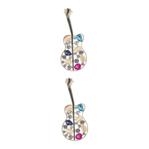 BESPORTBLE 2 Stück Gitarrenbrosche Musikinstrument Brosche Strass Anstecknadel Musikalische Anstecknadel Musikinstrumente Brosche Instrumentenschmuck Brosche Musikschmuck Brosche von BESPORTBLE