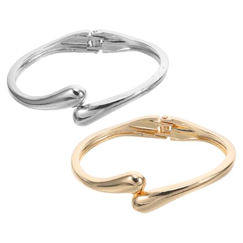 BESPORTBLE 2stücke Armreif Mit Fließender Tropfenform Federöffnung Für Einfaches Anlegen Metallisch Glänzende Oberfläche Widerstandsfähig Gegen Beschädigungen Für Hochzeit Party Oder Freizeit von BESPORTBLE