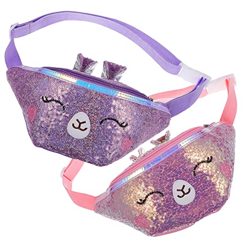 BESPORTBLE 2 Stück Glitzer Gürteltaschen für Kinder Verstellbarer Gürtel Cartoon Design PU für Mädchen von BESPORTBLE