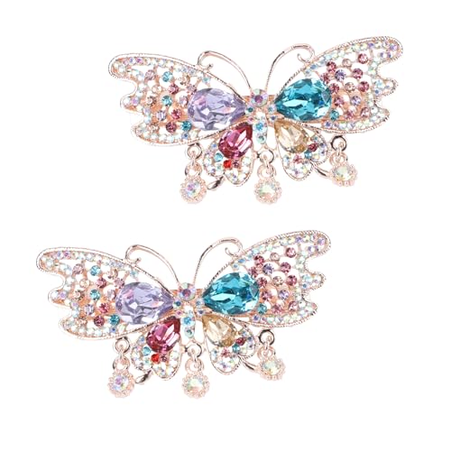 BESPORTBLE 2stücke Frühling Pferdeschwanz Haarnadeln Schmetterlingsform Automatische Haarclips Für Frauen Haarschmuck Federhaarspange Weibliche Haarnadeln von BESPORTBLE