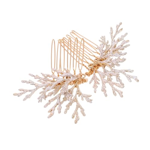 BESPORTBLE 2 Stück Goldene Braut Haarkämme Filigrane Metall Haarschmuck mit Pinienzweig Design Sichere Seitenkämme für Hochzeit Festlich Eleganter Brautschmuck Vielseitig für Besondere von BESPORTBLE