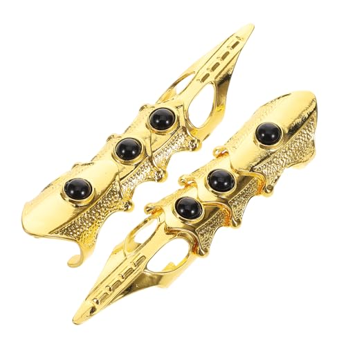 BESPORTBLE 2 Stück Gothic Punk Lange Fingerringe für Damen und Herren Verstellbare Metallringe mit Spitzen Gelenken Retro Halloween Schmuck für Bühne Party Cosplay Festival Deko von BESPORTBLE
