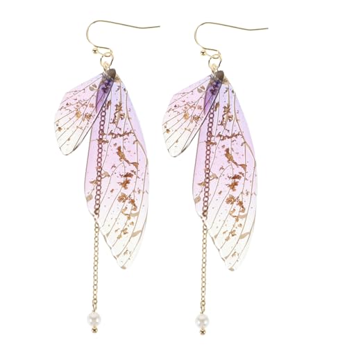 BESPORTBLE 2 Stück Gradient Schmetterlingohrringe mit Künstlichen Perlen Leichte Hängende Fairy Wing Ohrstecker für Hochzeiten Partys und Alltag Komfortabel und Langlebig Elegantes Design von BESPORTBLE