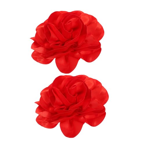 BESPORTBLE 2 Stück Große Satinblumen Brosche Handgefertigte Anstecknadel Vielseitiges Modeaccessoire für Damen Passend zu Mänteln Schals Taschen Rot von BESPORTBLE