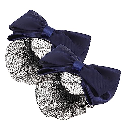 BESPORTBLE 2 Stück Haarbrötchenabdeckung klein Netz elegant Schleifenhaarspangen für Frauen miserabel Klammer Haarabdeckung Clip zur Abdeckung des Haarknotens Stoff Blue von BESPORTBLE