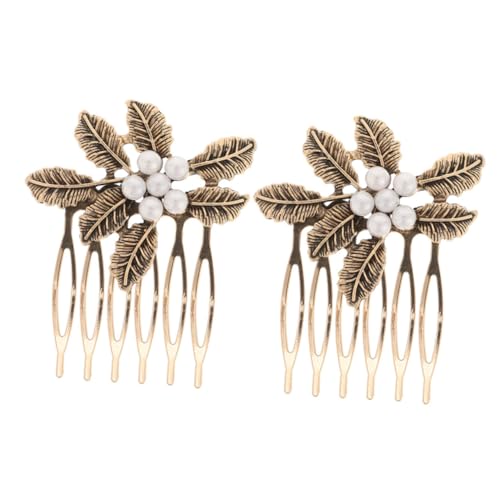 BESPORTBLE 2stücke Haarkämme Seitlich Für Hochzeit Vintage Kamm Clips Mit Zähnen Für Frauen Mädchen Braut Zubehör Retro Blattdesign Haarstyling Accessoires von BESPORTBLE