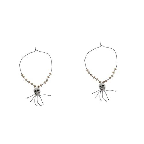 BESPORTBLE 2 Stück Halloween Skelett Halskette Retro Stil Schädel Anhänger Leichtes Knochen Schmuck Accessoire für Halloween Party und Karneval von BESPORTBLE