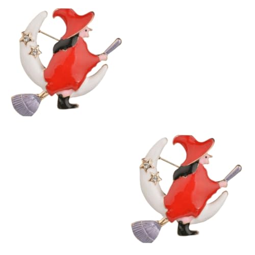 BESPORTBLE 2 Stück Halloween Witch Brosche Langlebiger Legierung mit Tropföl Funkelnden Strasssteinen und Stoffdetail Leichtes Party Accessoire für Damen Perfektes Karneval und Gedenkanlässe von BESPORTBLE