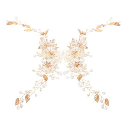 BESPORTBLE 2 Stück Handgefertigtes Braut Haarband mit Perlen und Blumenranken Teiliges Goldfarbener Hochzeitsschmuck für Frauen und Mädchen Elegantes Kopfstück für Besonderen Anlass von BESPORTBLE
