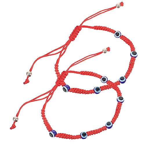 BESPORTBLE 2 Stück Handgefertigtes Verstellbare Böser Blick Armbänder Faden Geflochtene Glücksarmbänder für Damen und Herren Handgelenksschmuck für Schutz und Stil von BESPORTBLE
