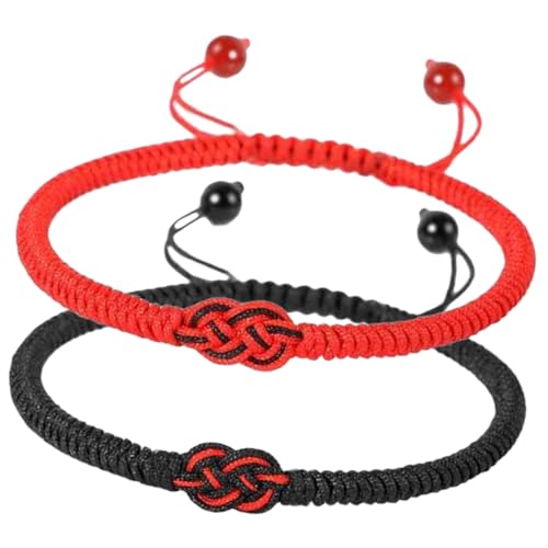 BESPORTBLE 2 Stück Handgemachte Partnerarmbänder Geflochtenem Schnur Anpassbare Freundschaftsarmbänder Rote und Schwarze Farbkombination für zu Besonderen Anlässen von BESPORTBLE