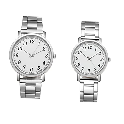 BESPORTBLE 2 Stück Armbanduhren Edelstahl Uhr Silber Uhr Langlebige Freizeituhren Uhrengeschenk von BESPORTBLE