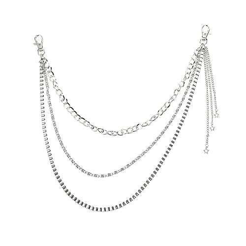 BESPORTBLE 2 Stück Herren Hosenkette Hip Hop Jeans Kette für Männer Frauen Strapazierfähiges Accessoire für Punk Gothic Mode für Tanz Bühnenauftritte Silberfarben von BESPORTBLE