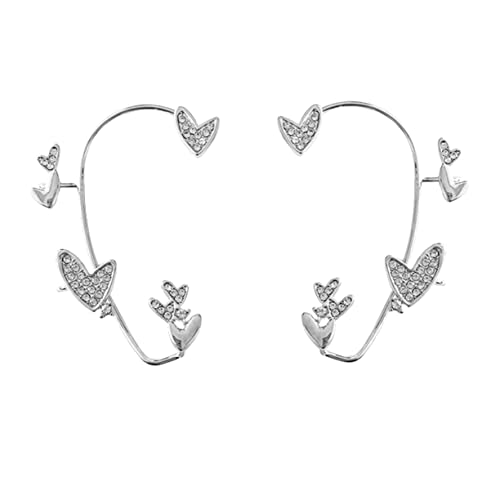 BESPORTBLE 2 Stück Herz Ohrclips Ohrmanschetten Piercing Legiertem Material Modischer Ohrschmuck für Damen für Knorpel als zu Geburtstag Hochzeit Weihnachten von BESPORTBLE