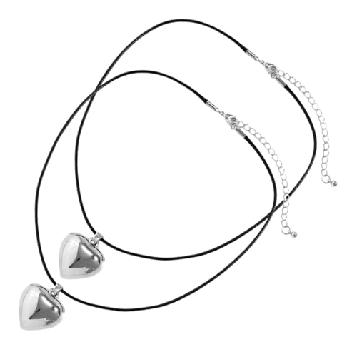 BESPORTBLE 2 Stück Herzförmige Anhänger Halskette Wachs Schnur Einfache Stilvolle Damenkette für Eleganter Schmuck für Frauen von BESPORTBLE