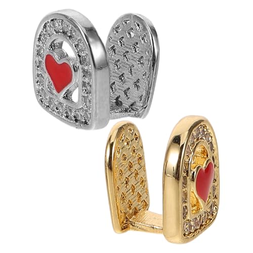 BESPORTBLE 2 Stück Hip Hop Zahngoldschmuck mit Funkelnden Strasssteinen Leichter Realistischer Fake Tooth Cap für Damen und Herren Modisches Party Accessoire und Rapper Schmuck für Halloween von BESPORTBLE