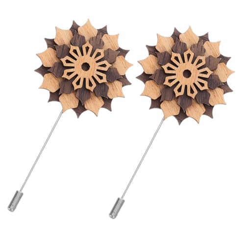 BESPORTBLE 2 Stück Holzbrosche Hochzeitsanzug Brosche Männliche Anstecknadel Schalnadel Bräutigam Blumennadel Blumen Anstecknadeln Anzugnadel Für Männer Anzug Anstecknadeln Wäschenadeln von BESPORTBLE
