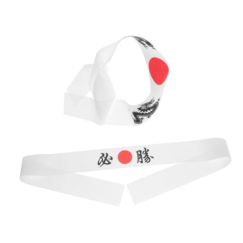 BESPORTBLE 2 Stück Japanisches Hachimaki Stirnband Ninja Kostüm Kopfbedeckung für Karate Kochen Polyester Atmungsaktiv Rutschfest Multifunktionales Sport Zubehör Erwachsene von BESPORTBLE