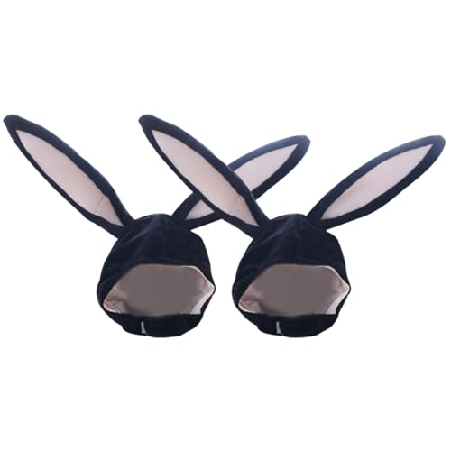 BESPORTBLE 2 Stück Kaninchen Kopfbedeckung Hasenmütze Gefüllter Hasenplüsch Ohr Kostüm Mähne Ausgestopfter Hase Aus Plüsch Hasenkopfbedeckung Für Plüschmütze Warme Hüte Black Plüschstoffe von BESPORTBLE