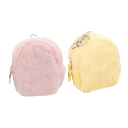 BESPORTBLE 2 Stück Kawaii Plüsch Münzbeutel Mini Portemonnaie mit Schlüsselanhänger für Mädchen und Frauen Kompakt zur Aufbewahrung von Münzen Kopfhörern und Schlüsseln Tragbar und Süß von BESPORTBLE