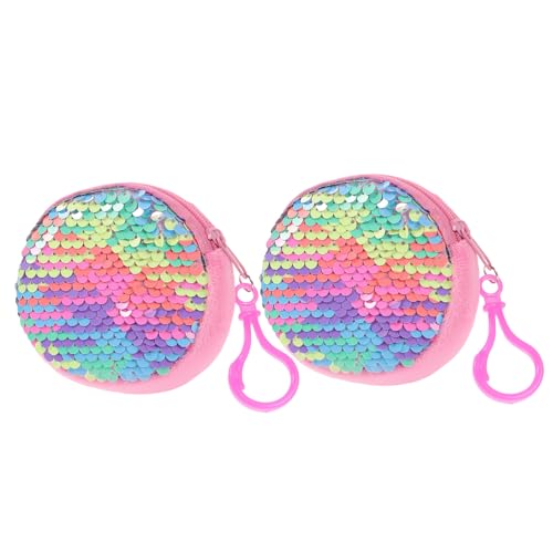 BESPORTBLE 2 Stück Kleine Damen Geldbörse Rundem Design und Großen Kapazität Teiliges Glitzernde Pailletten Rosa Pastellfarbene Clutch für Münzen und Karten von BESPORTBLE
