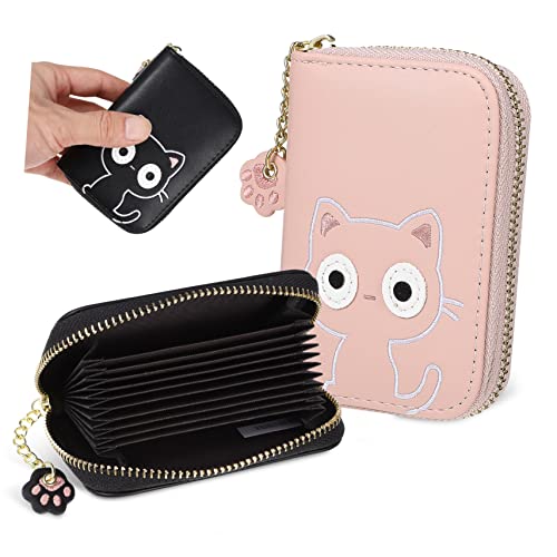 BESPORTBLE 2stücke Pack Kleine Geldbörsen Katzen-Portemonnaies Mit Reißverschluss Kartenetuis Für Damen Und Mädchen Aus Pu- Mit Münzfach Und Kartenfächern von BESPORTBLE