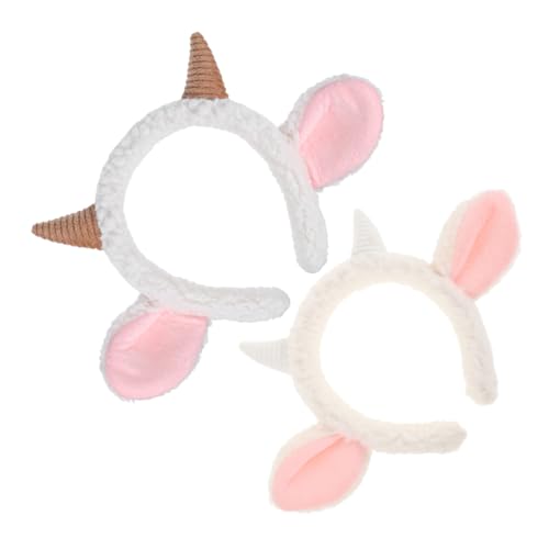 BESPORTBLE 2 Stück Kleines Croissant-Stirnband kuscheltier Haarreifen aus Schafshorn DIY kopfschmuck requisiten Kostümzubehör entzückender Party-Kopfschmuck Haarband aus Schafshorn Stoff von BESPORTBLE