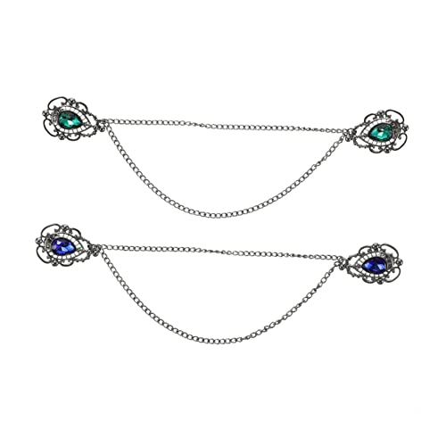 BESPORTBLE 2 Stück Kragennadel Anzugkette Männer Krawattenmänner Brosche mit Kragenkette Gold abstecknadeln schalclip hochzeitsdeko Anstecknadel mit Kette Anzugkragenbrosche Kristall von BESPORTBLE