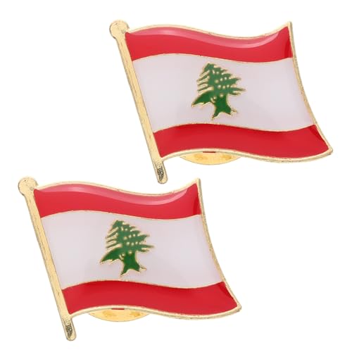 BESPORTBLE 2stücke Anstecknadel Mit Libanon-flagge Metall-emaille-brosche Für Männer Und Frauen Runde Brosche Zum Anstecken Für Schals Und Kleidung Internationales Reise-abzeichen von BESPORTBLE