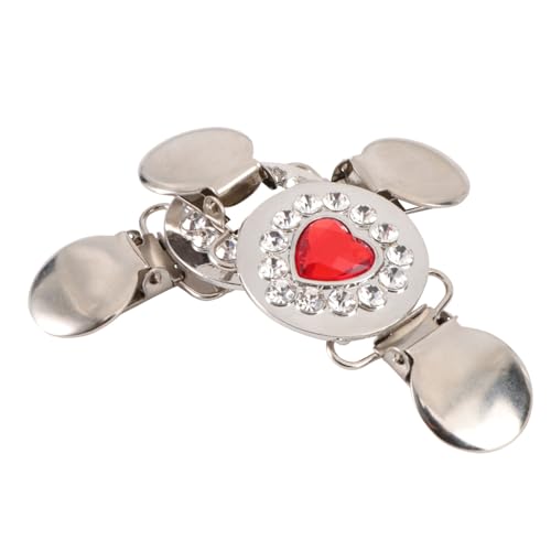BESPORTBLE 2 Stück Liebe Herz Strass Brosche Clip Retro Mode Pullover Anstecknadel Cardigan Schal Clip für Damen Vielseitiger Schmuck für Kleidung und Schals in Rot und von BESPORTBLE