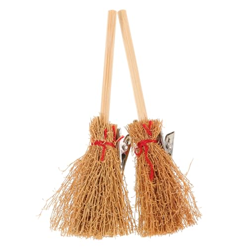 BESPORTBLE 2stücke Kostüm-haarspangen Aus Mini Hexenbesen Haarnadeln Für Halloween Kreative Cosplay-accessoires in Vintage Stil Für Kostümpartys Und Alltägliche Looks von BESPORTBLE