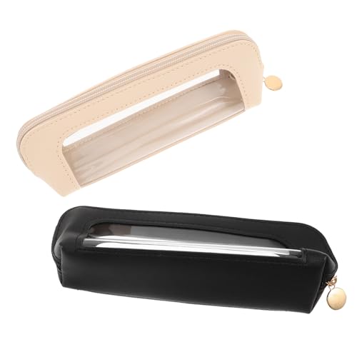 BESPORTBLE 2 Stück Make-up Pinsel Aufbewahrungstasche Transparent PU Kosmetiktasche Leicht Tragbar Reisehandtasche Für Frauen Große Kapazität Schneller Zugriff von BESPORTBLE