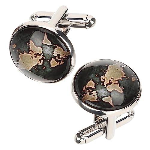 BESPORTBLE 2 Stück Manschettenknöpfe Herren Silberfarbene Weltkarte Cufflinks Vintage Hemd Zubehör für Hochzeit Business Formelle Anlässe Teiliges Elegantes Design von BESPORTBLE
