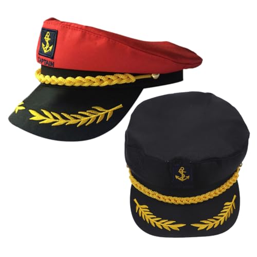 BESPORTBLE 2 Stück Marine-Kappe Seeleute für Schwarz einstellbar Cosplay bestickt Matrosen-Tanzhut Matrosenzubehör Seemannshut Kapitänsmützen Matrosenhut Polyester Baumwolle von BESPORTBLE