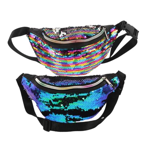 BESPORTBLE 2stücke Paillettentasche Mit Verstellbarem Riemen Glitzernde Gürteltasche Für Reisen Und Sport Kleine Brusttasche Für Mädchen Stilvolle Umhängetasche Für Täglichen Gebrauch von BESPORTBLE