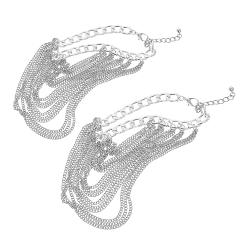 BESPORTBLE 2 Stück Mehrschichtige Quasten Ankelschnüre Geometrischer Metallkette für Sneakers Stiefel und High Heels Punk Schmuck für Frauen von BESPORTBLE