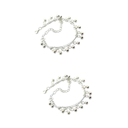 BESPORTBLE 2 Stück Mehrschichtiges Silbernes Fußkettchen mit Glocken Verstellbare Damen Fußkette für Komfort und Stil Dekoratives Schmuckstück für Partys und Geschenke von BESPORTBLE