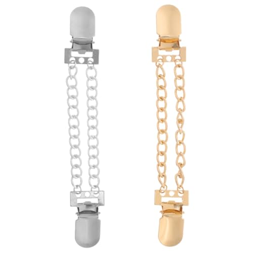 BESPORTBLE 2 Stück Metallic Strickjacken Clips mit Ketten Gold und Silber Leichte Pullover Clips Sicheren Fixieren und Modischen Dekorieren von Damenpullovern und Kleidern BESPORTBLE 2 Stück Metallic Strickjacken Clips mit Ketten Gold und Silber Leichte Pullover Clips Sicheren Fixieren und Modischen Dekorieren von Damenpullovern und Kleidern von BESPORTBLE