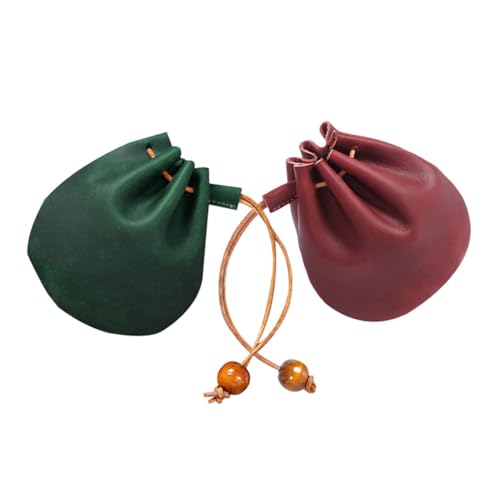 BESPORTBLE 2stücke Mini-pu-geldbörse Mit Kordelzug Vintage-pu-münzbeutel -Organizer Wechselgeldhalter Pu-kordelzugbeutel Für Männer Und Frauen Kleine Aufbewahrungstasche Robustes von BESPORTBLE