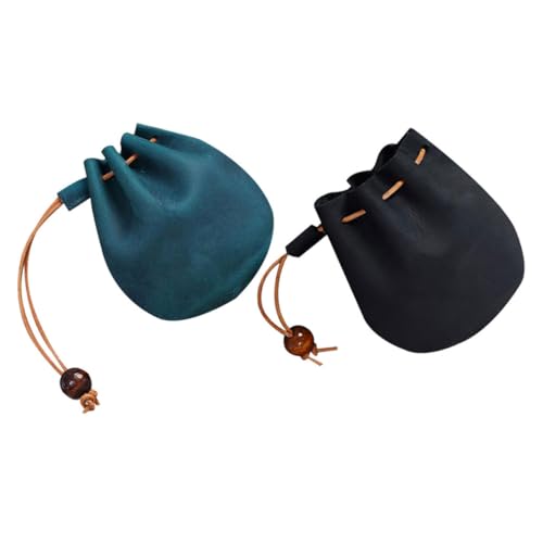 BESPORTBLE 2stücke Münzbeutel Aus Robustem Pu Kleine Schlüsselanhängertasche Für Schmuck Kompaktes Retro-Design Praktische Aufbewahrungstasche Mit Kordelzug Vielseitig Einsetzbar Für von BESPORTBLE