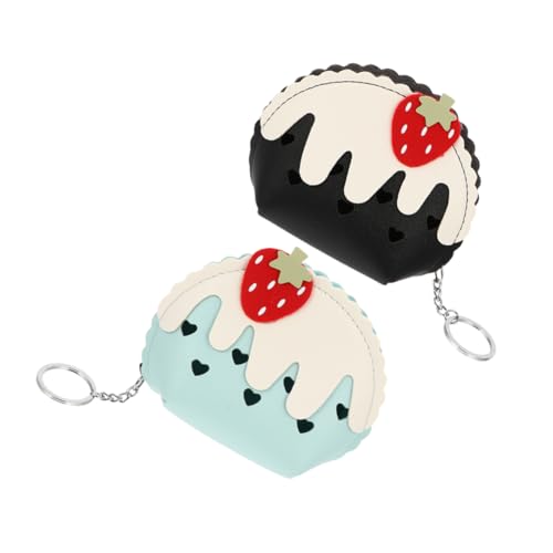 BESPORTBLE 2stücke Erdbeerblase Geldbörse Für Mädchen Kleine Reißverschlusstasche Mit Kawaii-Design Praktisches Visitenkartenetui Aus Pu Damen von BESPORTBLE