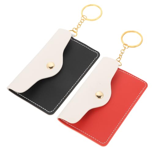 BESPORTBLE 2 Stück Mini PU Geldbeutel Schlüsselanhänger mit Kartenfach und Schlüsselring Kompakter Outdoor Kartenhalter Praktische und Pillenbox Schwarz und Rot Multifunktional als Tablet von BESPORTBLE
